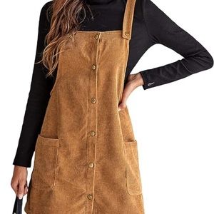 Corduroy Button Down Overall Dress with Pockets NWOT